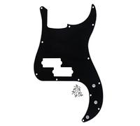 FLEOR Pickguard pour basse de précision standard de style moderne 13 trous sans encoche pour tige de réglage pour modèle de basse P à 4 cordes, noir