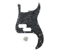 FLEOR Pickguard pour basse de précision standard de style moderne 13 trous sans encoche pour tige de réglage pour modèle de basse P à 4 cordes, perle noir
