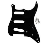 FLEOR Pickguard SSS à 11 trous pour guitare électrique de remplacement standard standard mexicain de style ST moderne, noir, 3 plis