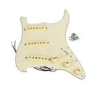 FLEOR Plaque arrière à plaque anti-rayures Alnico V SSS 3 plis pré-câblée avec kit de Micros Alnico 5 en Quinconce Pièces de rechange pour guitares électriques ST, crème 3 plis