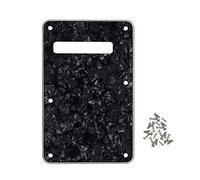 FLEOR Plaque arrière de guitare ST Style 6 trous Tremolo Cavity Cover pour Modern Style ST Guitare électrique Pièces de rechange avec vis, 4 plis Black Pearl