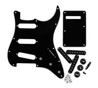 FLEOR Plaque arrière de pickguard SSS 11 trous avec caches de remplacement pour guitare STcaster, noir/blanc/noir