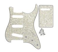 FLEOR Set de guitare électrique Pickguard de style SSS avec vis de montage de plaque arrière pour partie de guitare ST USA/MEX, perle vieillie 4 plis