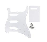 FLEOR Set de guitare électrique Pickguard de style SSS avec vis de montage de plaque arrière pour partie de guitare ST USA/MEX, 1 pli blanc