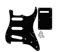 FLEOR Set de guitare électrique Style SSS Pickguard avec vis de montage de plaque arrière pour USA/MEX ST Guitar Part, 3 plis noir/blanc/noir