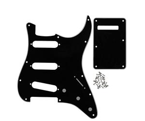FLEOR Set de guitare électrique Style SSS Pickguard avec vis de montage de plaque arrière pour USA/MEX ST Guitar Part, 3 plis noir/blanc/noir