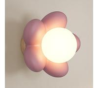 FLEPYHB Applique Murale LED D'Intérieur en Forme De Fleur - Dessin Animé pour Chambre D'Enfant avec Abat-Jour Sphérique en Résine et Acrylique