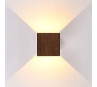 FLEPYHB Appliques murales d'intérieur LED, applique murale carrée en bois, applique murale LED haut et bas, moderne minimaliste 4 W, décoration d'intérieur, luminaires muraux câblés pour chambre à c