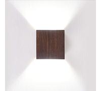 FLEPYHB Appliques murales d'intérieur LED, applique murale carrée en bois, applique murale LED haut et bas, moderne minimaliste 4 W, décoration d'intérieur, luminaires muraux câblés pour chambre à c