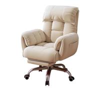 FLEPYHB Chaise De Bureau À Domicile Ergonomique, Chaise De Travail D’Ordinateur Rembourrée À Hauteur Réglable avec Repose-Pieds, Chaise Inclinable Pivotante À 360 ° pour Chambre À Coucher, Bureau