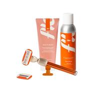 Fler Smooth Skin Set - Rasoir Femme avec Support et 2 Lames de Rechange, Rasoir Unisexe, Set avec Mousse d’Épilation et Crème Corps Apaisante, Lame avec Aloe Vera (Orange Sicily, Crème 200 ml)