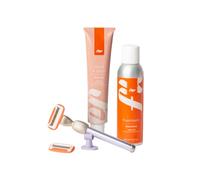 Fler Smooth Skin Set - Rasoir Femme avec Support et 2 Lames de Rechange, Rasoirs Unisexes, Set avec Mousse de Rasage et Crème Corps Apaisante, Lame avec Aloe Vera (Lilas)