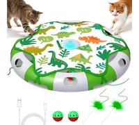 FLERDMAU Jouet Interactif pour Chat, Jouet Chat Automatique Rechargeable, Jeux Chat avec Plume Mobile & Chant d'Oiseau & Clochette Chat, Jouets d'Intérieur pour Chatons et Chats Adultes