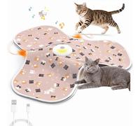 FLERDMAU Jouet Interactif pour Chat, Jouet Chat Automatique Rechargeable, Jeux Chat avec Plume Mobile & Chant d'Oiseau, Jouets d'Intérieur pour Chatons et Chats Adultes (Rose)