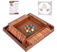 Flero Shut The Box Jeu de dés à 4 joueurs, jeu de tactique et de calcul (marron)