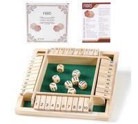 Flero Shut The Box - Jeu de dés à 4 joueurs - Jeu de tactique et de calcul (vert) - 10 dés - Avec instructions de jeu (français non garanti)