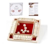Flero Shut The Box Jeu de dés à 4 joueurs, jeu de tactiques et de calcul, rouge