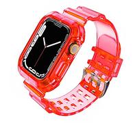 Fleshy Leaf Compatible avec les bracelets Apple Watch Series SE 7 6 5 4 3 2 1, bracelet en silicone souple transparent avec coques de protection pour Apple Watch Series 42/44/45 mm 38/40/41 mm,