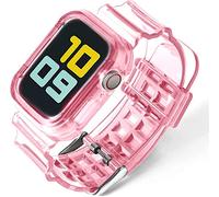 Fleshy Leaf Compatible avec les bracelets Apple Watch Series SE 7 6 5 4 3 2 1, bracelet en silicone souple transparent avec coques de protection pour Apple Watch Series 42/44/45 mm 38/40/41 mm,