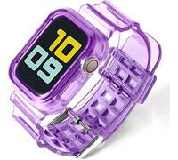 Fleshy Leaf Compatible avec les bracelets Apple Watch Series SE 7 6 5 4 3 2 1, bracelet en silicone souple transparent avec coques de protection pour Apple Watch Series 42/44/45 mm 38/40/41 mm,