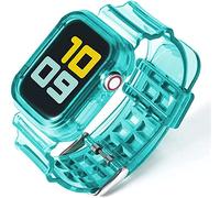 Fleshy Leaf Compatible avec les bracelets Apple Watch Series SE 7 6 5 4 3 2 1, bracelet en silicone souple transparent avec coques de protection pour Apple Watch Series 42/44/45 mm 38/40/41 mm,