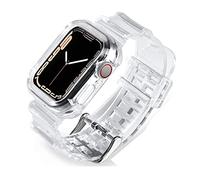 Fleshy Leaf Compatible avec les bracelets Apple Watch Series SE 7 6 5 4 3 2 1, bracelet en silicone souple transparent avec coques de protection pour Apple Watch Series 42/44/45 mm 38/40/41 mm,