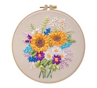 Fleur 3D Broderie au Ruban Kit, Floral Plantes Kit de Démarrage de Broderie, Kit de Point de Croix imprimé Compté, Bricolage Embroidery Starter Kit pour Adultes Débutant Activité Manuelle Adulte
