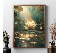 Fleur 5D DIY Diamond Painting Lotus Peinture Diamant Adulte, DIY Broderie Diamant Strass Cristal Point de Croix Painting pour Adultes, Enfants, Murale Cadeau Décoration Lntérieur (60x80cm) JPF 0-C