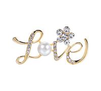 Fleur Alphabet Broche Incrusté Perle Style Corsage (White, One Size)