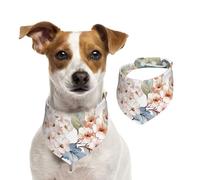 Fleur Aquarelle Pastel Botanique Rose,Bandanas pour Chien, écharpe en Coton, Bavoirs réglables pour Animaux de Compagnie,M