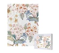 Fleur Aquarelle Pastel Botanique Rose,Puzzle Familial en Bois de 500 pièces pour Adultes et Adolescents