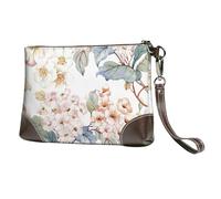 Fleur Aquarelle Pastel Botanique Rose,Sacs à Main en Cuir PU pour Femmes, Pochette à Fermeture éclair, Portefeuille, Sac à Main avec dragonne