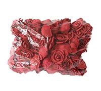 Fleur Artificielle, 100pcs Fleur Artificielle Belle Couleur Unie PE Mousse De Simulation De Mariage Mousse Rose pour La Fête Vin Rouge 100 pièces