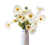 Fleur Artificielle, 5 pièces Coquelicots Artificiels, Coquelicot Artificiel Longues Tiges Fleuries Coquelicot Artificiel pour Décoration de Vase, Coquelicot Artificiel Décoration de Mariage(Blanc)