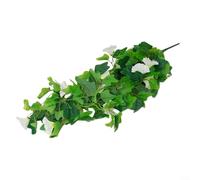 Fleur artificielle en soie à suspendre - 100 cm - Style jasmin et gloire du matin - Pétales réalistes - Lavables - Pour mariage, fête, maison, bureau, intérieur ou extérieur (Morning Glory blanc)