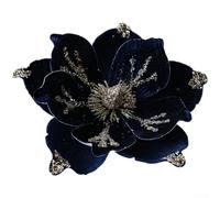 Fleur artificielle en velours - 24 cm - Décoration d'intérieur - Bleu | Design réaliste pour le magnolia, réaliste pour les détails des pétales, élégant, parfait pour les tables de vacances