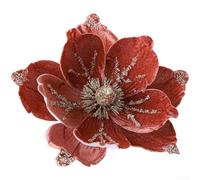 Fleur artificielle en velours - 24 cm - Décoration d'intérieur de luxe | Design réaliste pour le magnolia, réaliste pour les détails des pétales, élégant, parfait pour les tables de vacances