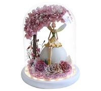Fleur Artificielle Fleur éternelle Vie Longue Amour Fleur préservée boîte-Cadeau dôme en Verre préservé Vraie Rose épouse Petite Amie Ornements d'anniversaire de la Saint-Valentin