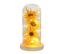 Fleur artificielle,Fleur préservée,Dôme en verre,Tournesol artificiel,Dôme en verre