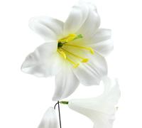 Fleur artificielle Lys Blanc Moyen sur fil Set de 25 - Décoration florale de deuil de haute qualité, résistante aux intempéries