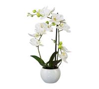 Fleur artificielle orchidée phalaenopsis impression 3D dans pot céramique 42 cm blanc Real Touch