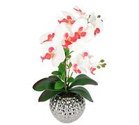 Fleur artificielle papillon orchidée avec feuilles dans un pot - 40 cm - Orchidée artificielle - Phalaenopsis comme de véritables branches d'orchidées - Plante artificielle - Décoration de mariage -