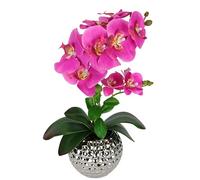 Fleur artificielle papillon orchidée avec feuilles dans un pot - 40 cm - Orchidée artificielle - Phalaenopsis comme de vraies branches d'orchidées - Plante artificielle - Décoration de mariage - Fleur