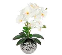 Fleur artificielle papillon orchidée avec feuilles dans un pot - 40 cm - Orchidée artificielle - Phalaenopsis comme de véritables branches d'orchidées - Plante artificielle - Décoration de mariage