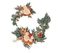 Fleur artificielle Swag feuilles vertes à suspendre pour arrière-plan de fête, mariage, voiture, orange rose, No B