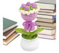 Fleur au crochet, fleurs au crochet - Bouquet de fleurs fait à la main en pot - au crochet tricotée colorée pour femme, tableau de bord de voiture de bureau à domicile Deor, fête