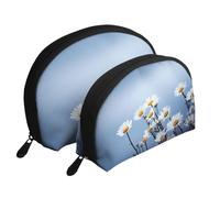 Fleur Blanche Nature, Trousse de Maquillage Coquille Femme Petit Porte-Monnaie Trousse de Toilette Trousse à cosmétiques 2 pièces