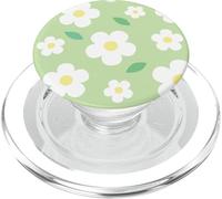 Fleur Blanche Vert Pastel Kawaii Mignon Esthétique PopSockets PopGrip - Support et Grip pour Smartphone/Tablette avec un Top Interchangeable PopSockets PopGrip pour MagSafe