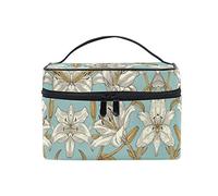 Fleur Bleue Blanche D’Art Sac Cosmétique Organisateur Fermeture à Glissière Sacs Trousse de Maquillage Pochette Cas de Toilette pour Voyage Les Femmes Filles