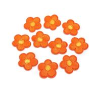 Fleur Brodée patches Lot de 10 patchs autocollants en polyester à motif floral, repasser ou broder, for vêtements, sacs, décoration DIY pour vêtements, Jeans, vestes, sacs(Orange)